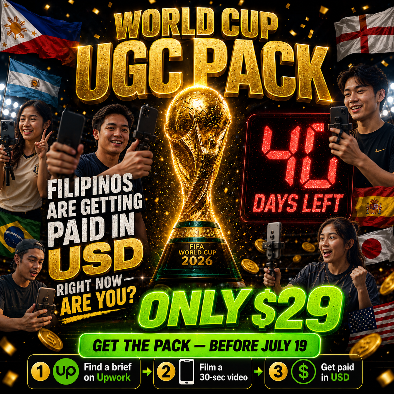 World Cup UGC Pack — Get Paid in USD Before July 19